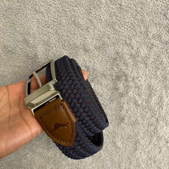 NEW Tommy Bahama Men's L/XL 38-42 Navy/Brown Reversible Belt Leather Trim - Picture 8 of 8
